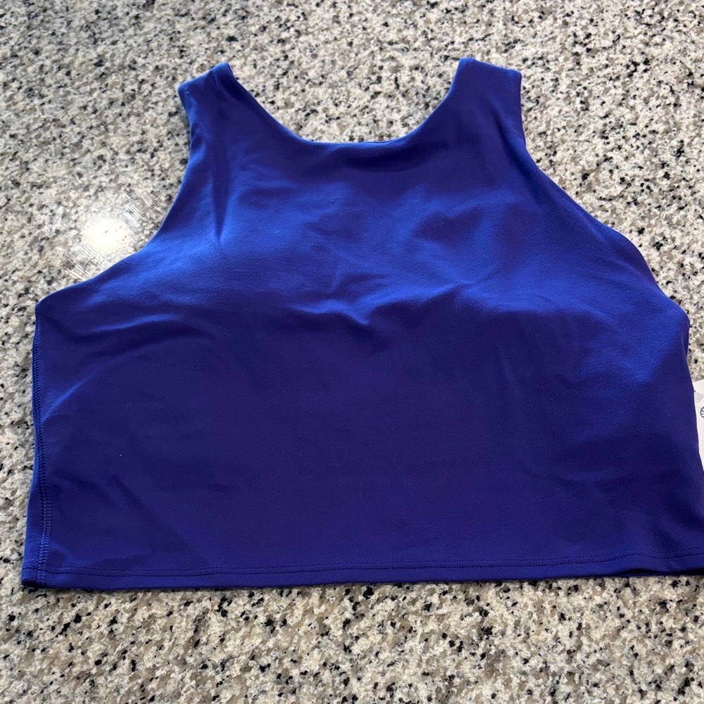 Athleta Conscious Crop A-C sports bra size small. Dark purple/blue color.